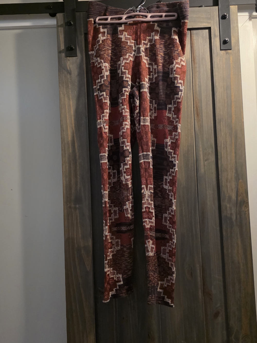 Free People Rust and Cream Geo-Pattern Women's Leggings